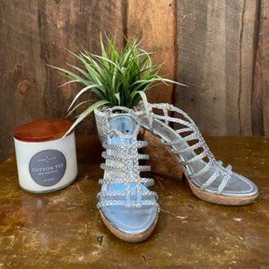 Kate Spade Silver Strappy Wedge Sandal - Size 6